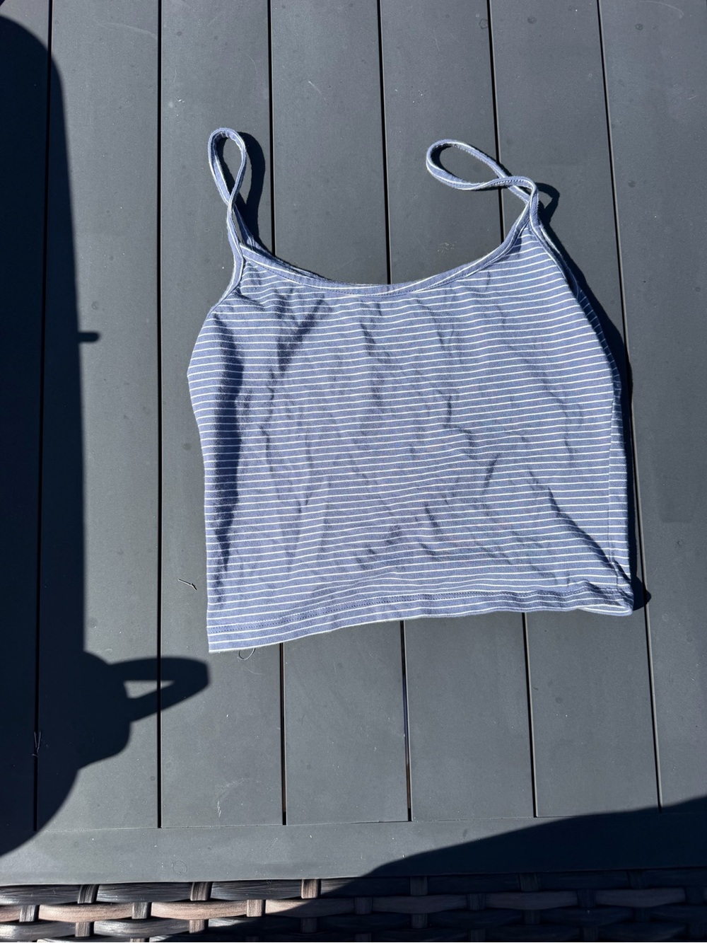 Brandy Melville Blue and White Striped Spaghetti Strap Crop Camisole